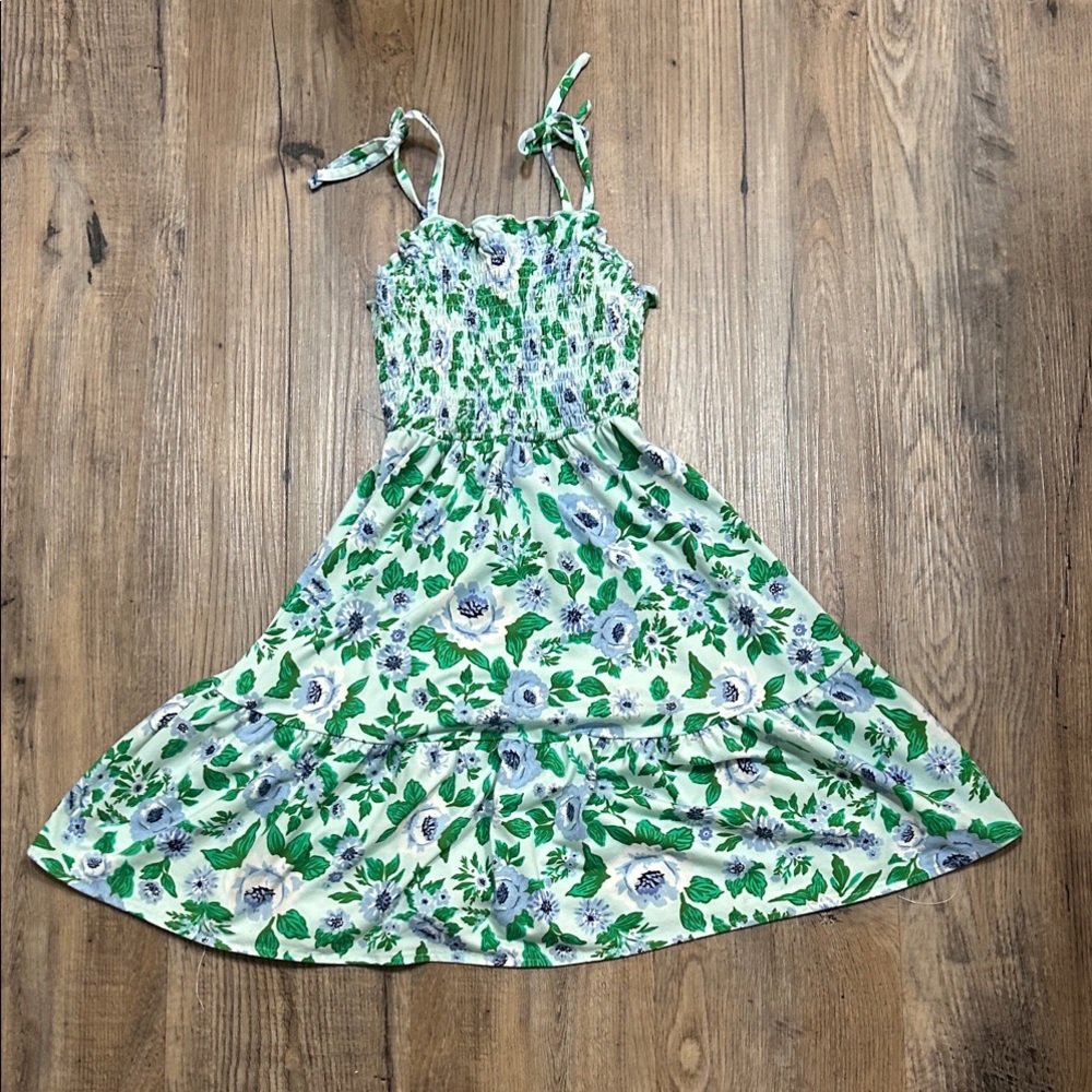 btween Green and Blue Floral Kids Dress
